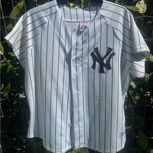 Majestic White Pinstripe Yankees Jersey
